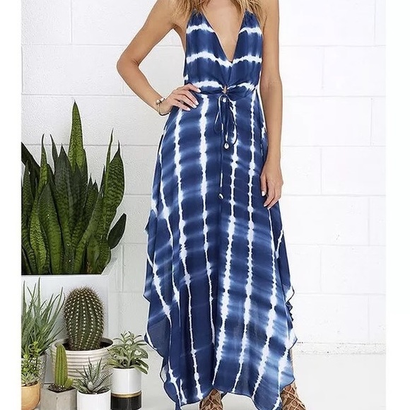 Dresses & Skirts - Blue/white stripe open back maxi DRC158